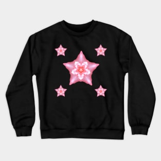 Pink Floral Star Design Crewneck Sweatshirt